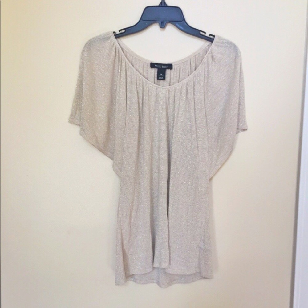 2/20$ WHBM Gold/Silver Metallic Batwing Top